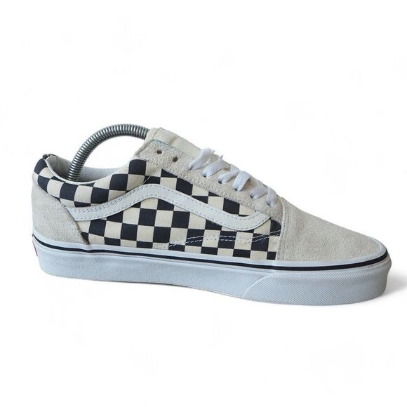 Vans Old Skool Checkerboard Skate Shoes Black / Cream Women's 9.5 - Picture 7 of 11